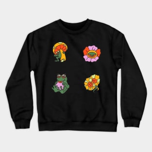 Psychedelic Vintage Frog Sticker Pack Crewneck Sweatshirt